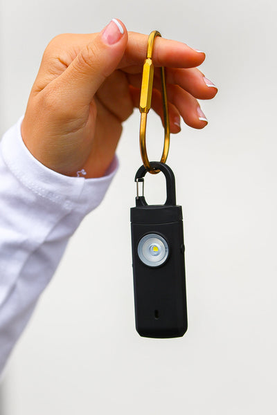 Black Personal Alarm Flashlight Keychain - Sybaritic Bags & Clothing