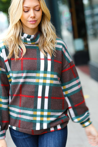 Embrace The Joy Multicolor Plaid Turtleneck Sweater - Sybaritic Bags & Clothing