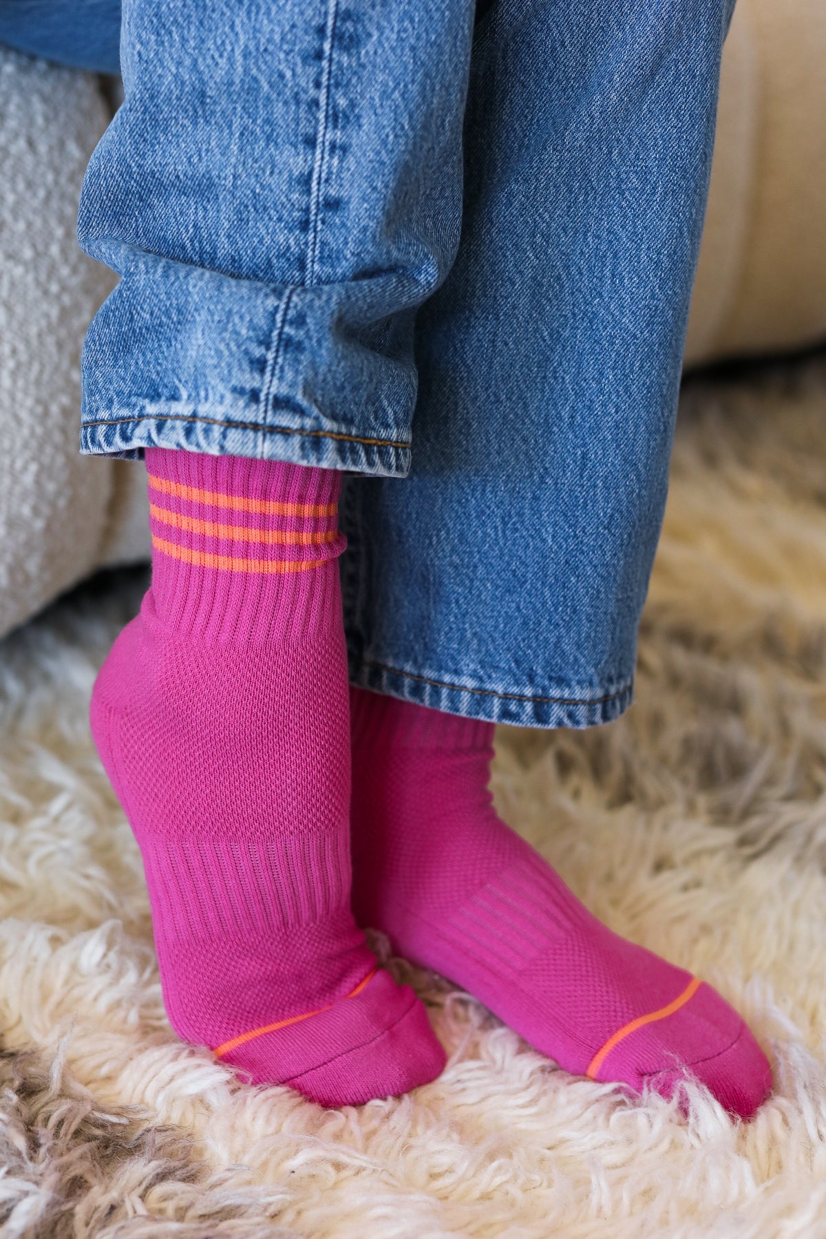 Fuchsia Sporty Ankle Socks - Sybaritic Bags & Clothing