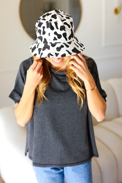 Cow Print Canvas Bucket Hat - Sybaritic Bags & Clothing