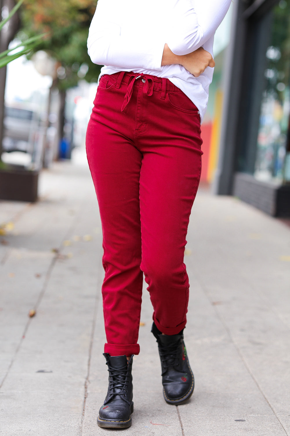Under The Tree Scarlet High Waist Drawstring Jeans - Sybaritic Bags & Clothing