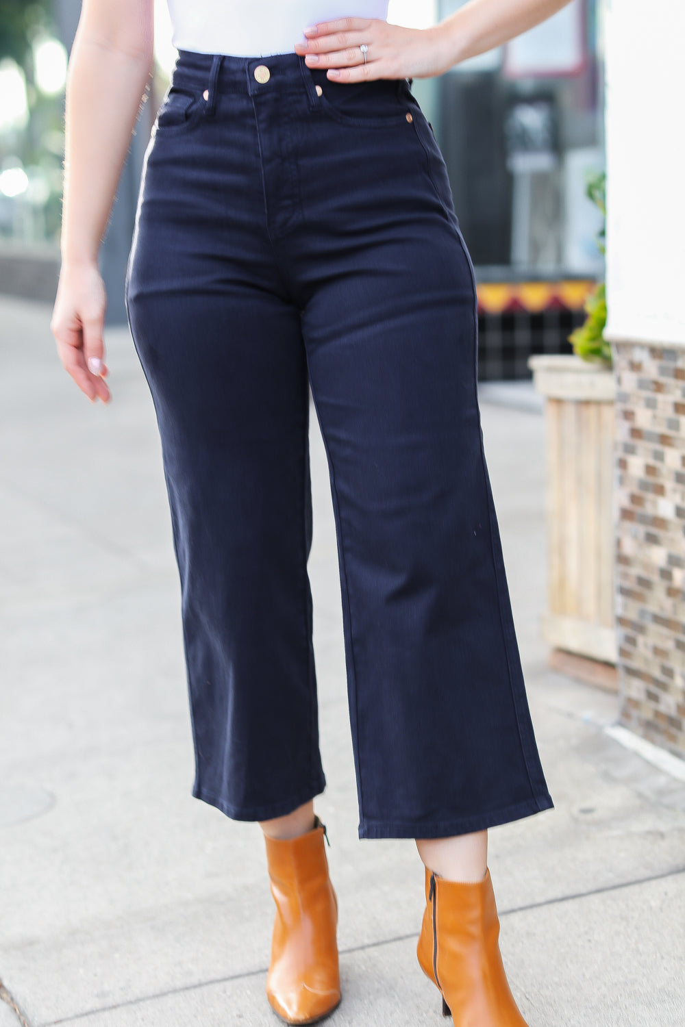 Can't Look Away High Rise Wide Crop Leg Jeans - Sybaritic Bags & Clothing
