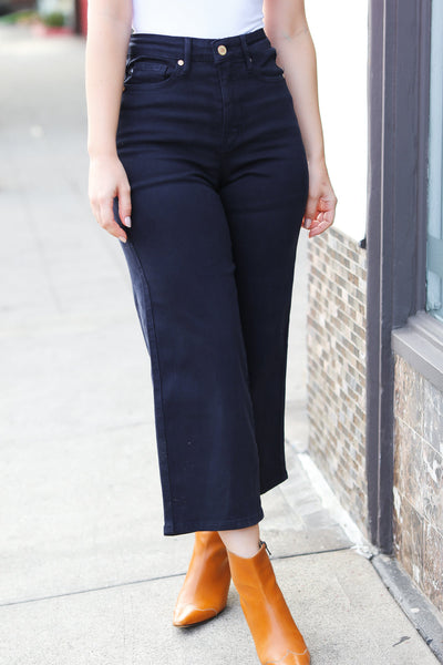 Can't Look Away High Rise Wide Crop Leg Jeans - Sybaritic Bags & Clothing