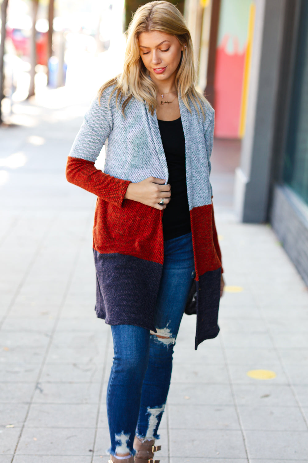 Take a Look Heather Grey Two Tone Hacci Cardigan - Sybaritic Bags & Clothing