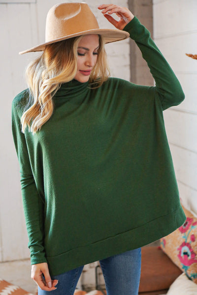 Hunter Green Cashmere Feel Turtleneck Sweater - Sybaritic Bags & Clothing
