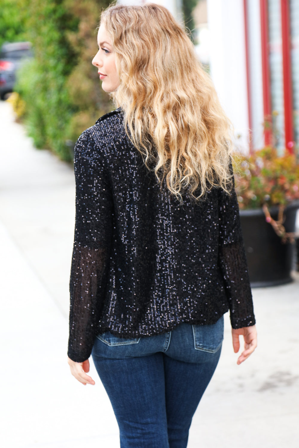 Be Your Own Star Black Sequin Open Blazer - Sybaritic Bags & Clothing