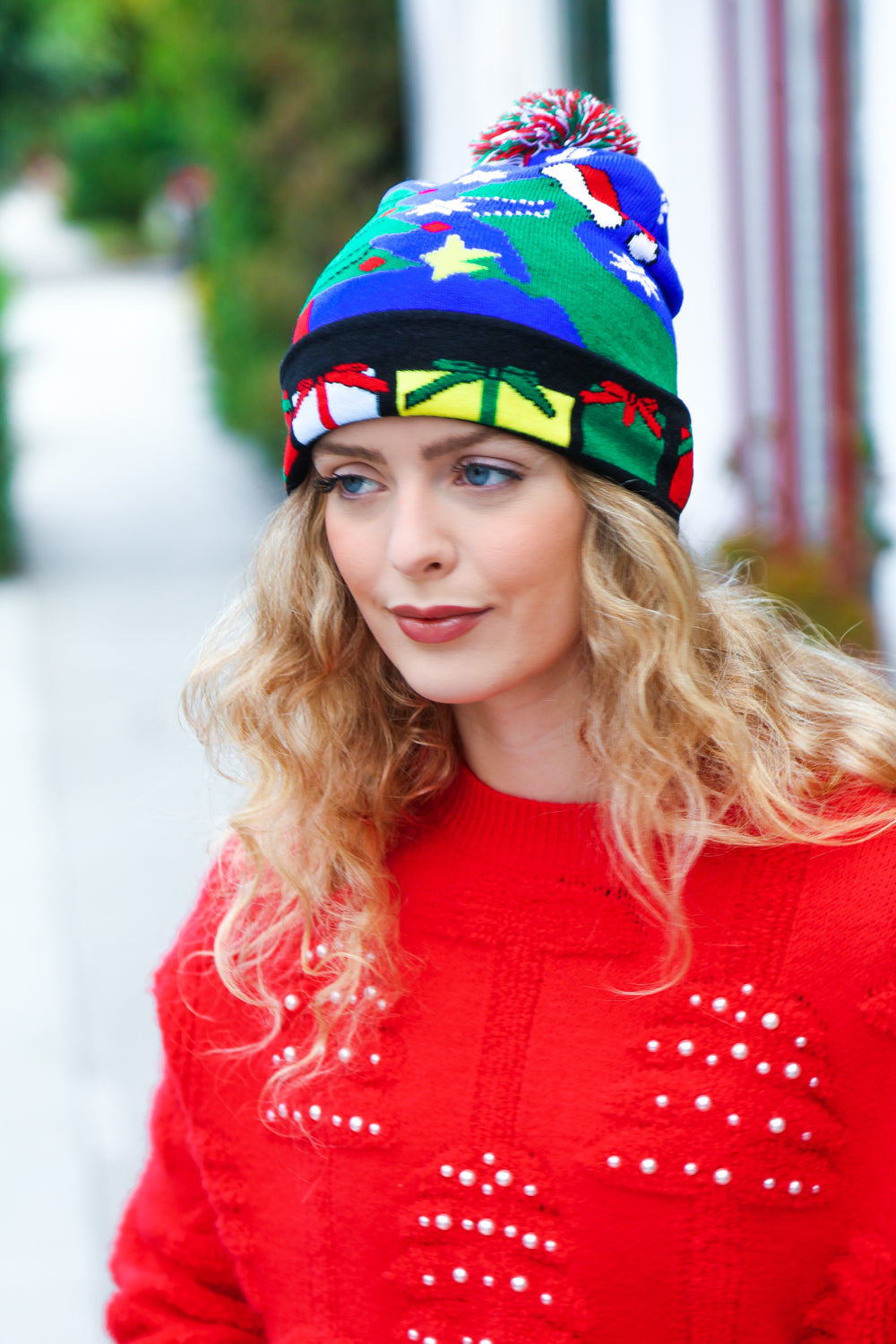 Dinosaur and Presents Pom-Pom Beanie - Sybaritic Bags & Clothing