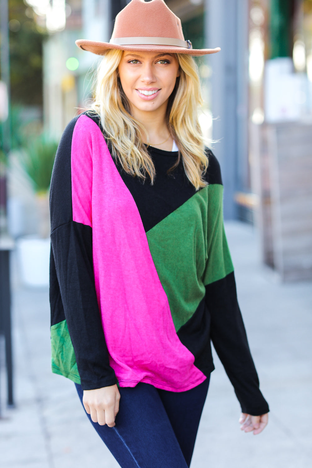 Based On Love Black & Pink Dolman Colorblock Top - Sybaritic Bags & Clothing