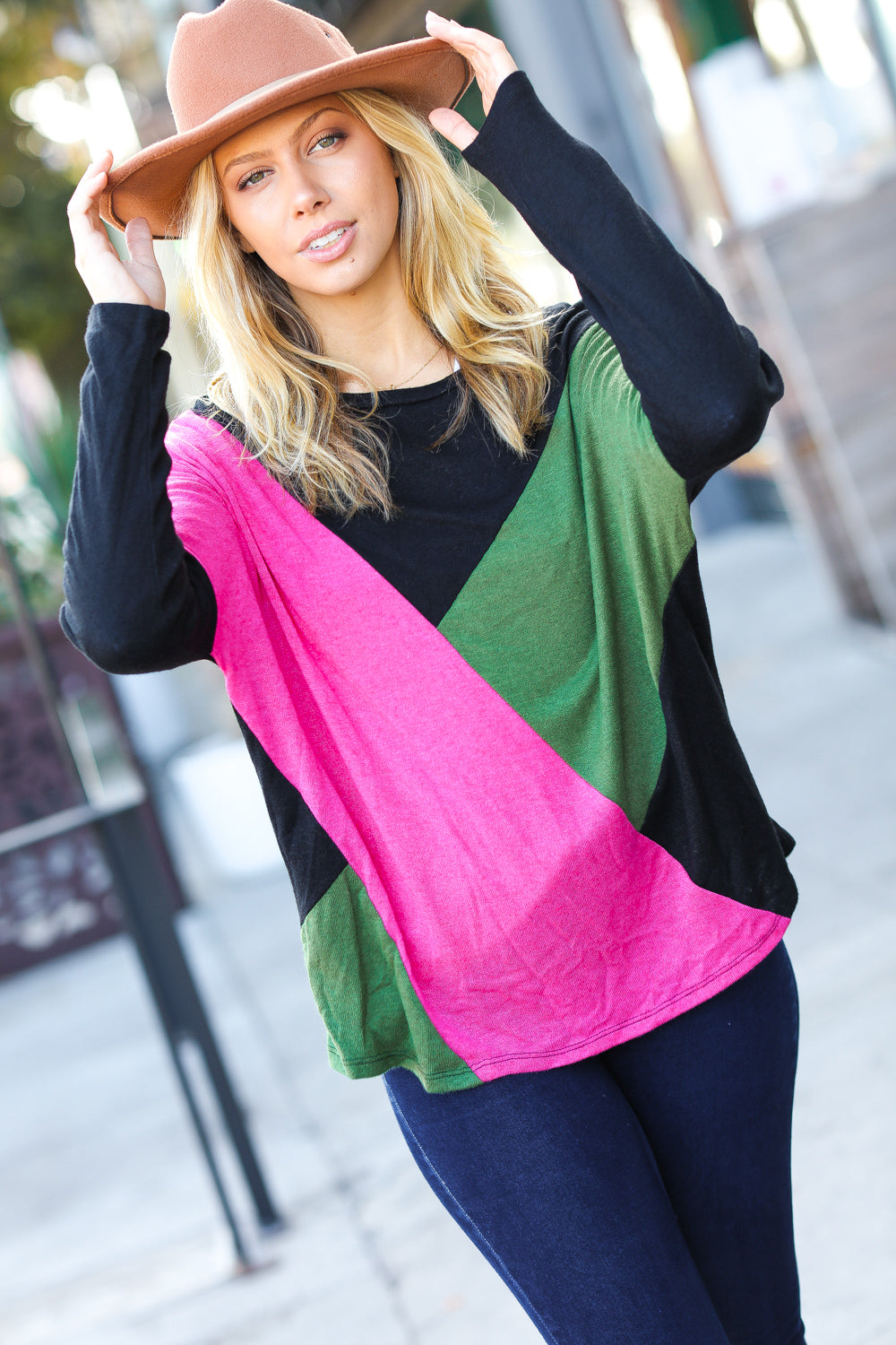 Based On Love Black & Pink Dolman Colorblock Top - Sybaritic Bags & Clothing