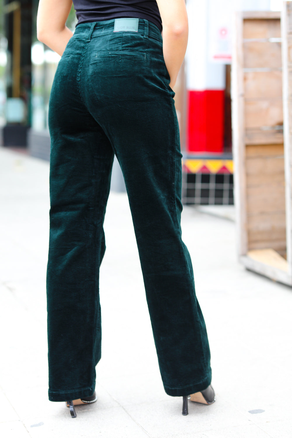 Embrace The Joy Emerald Green Corduroy High Rise Wide Leg Pants - Sybaritic Bags & Clothing