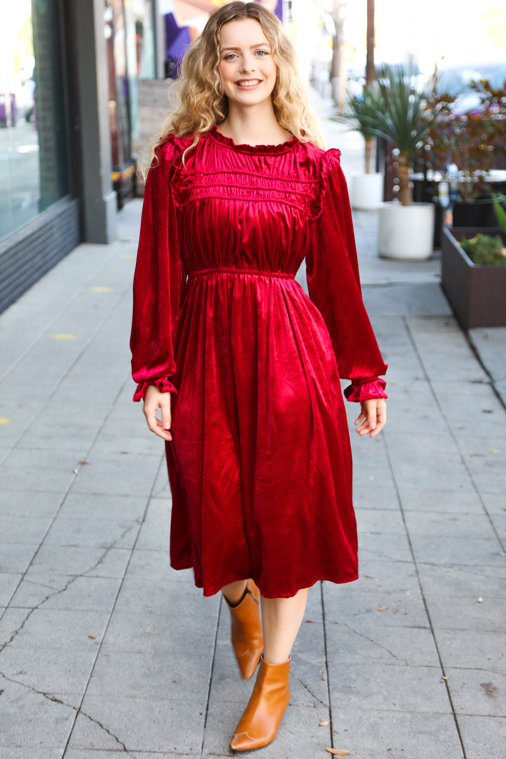Be Your Own Star Ruby Mock Neck Velvet Dress - Sybaritic Bags & Clothing