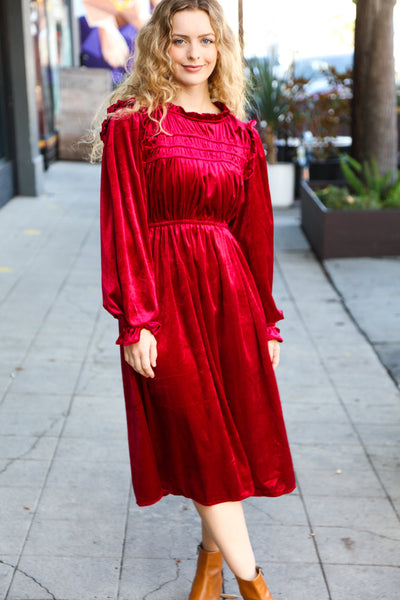 Be Your Own Star Ruby Mock Neck Velvet Dress - Sybaritic Bags & Clothing