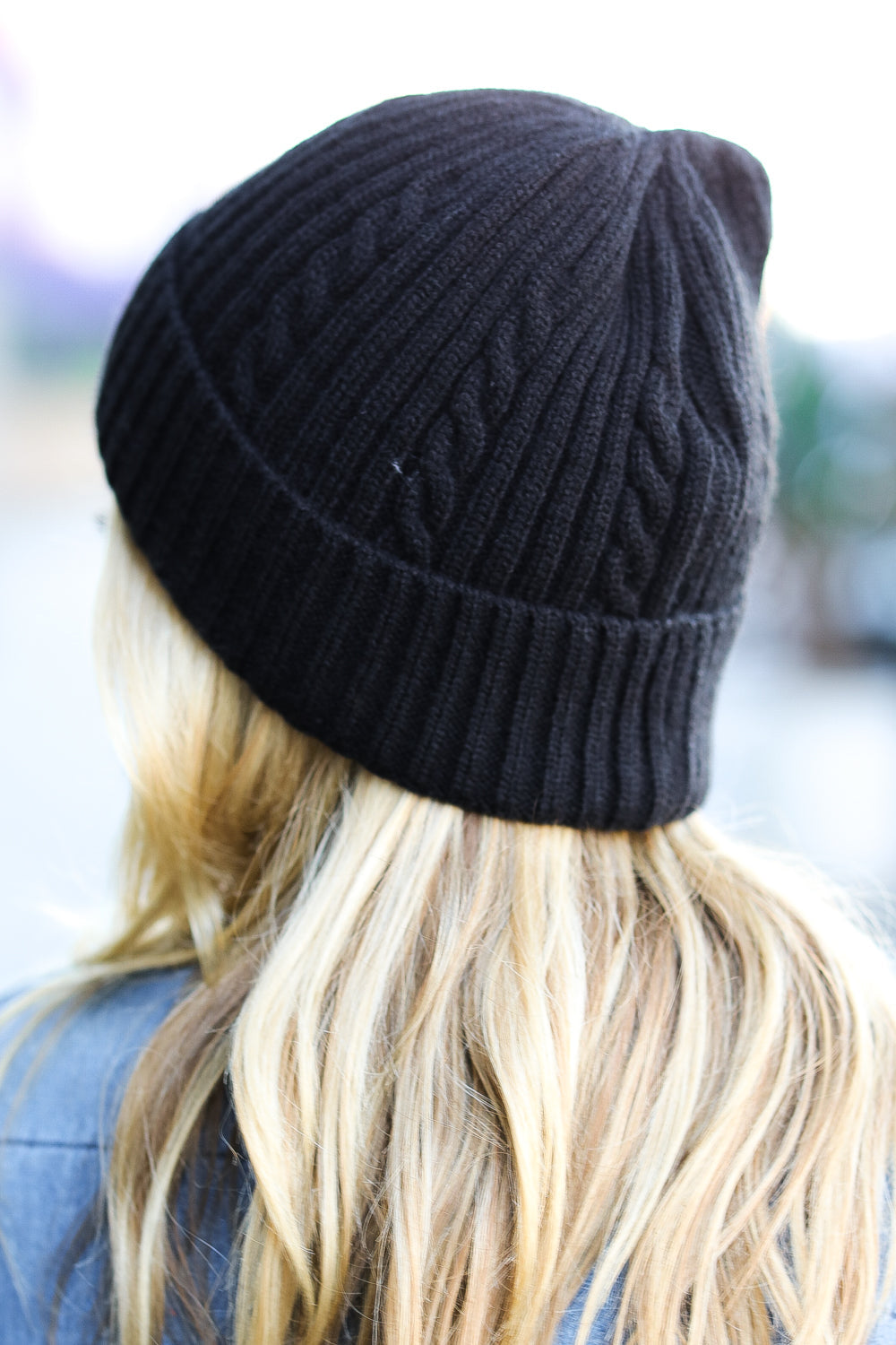 Black Cable Knit Beanie - Sybaritic Bags & Clothing