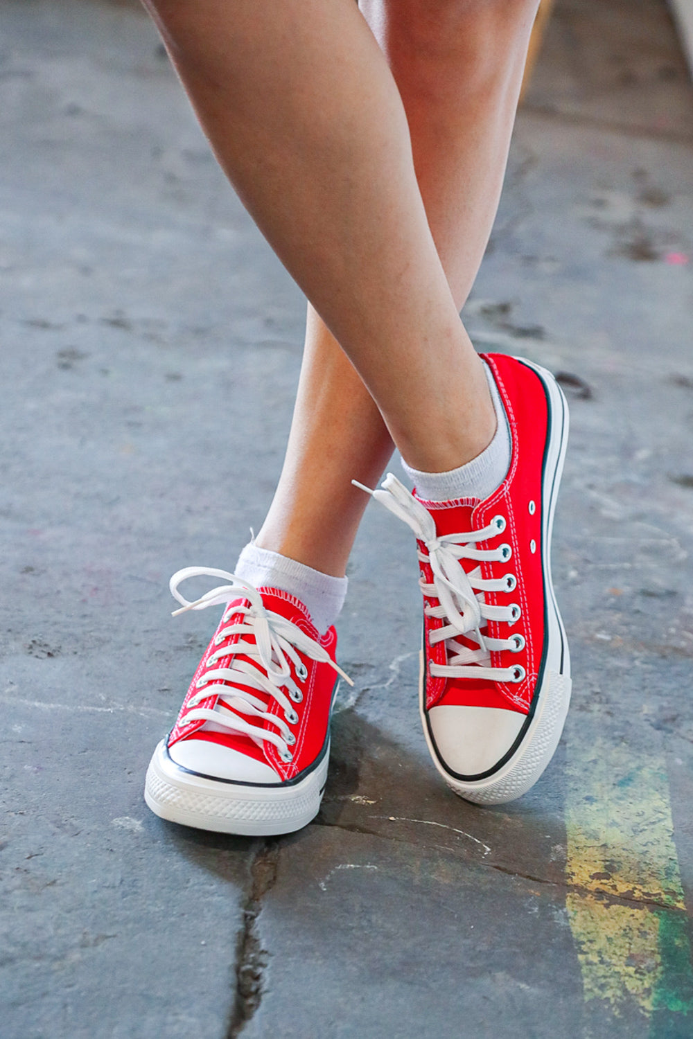 Red Canvas Lace Up Sneakers - Sybaritic Bags & Clothing