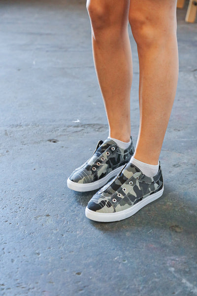 Camo Laceless Slip-On Sneakers - Sybaritic Bags & Clothing