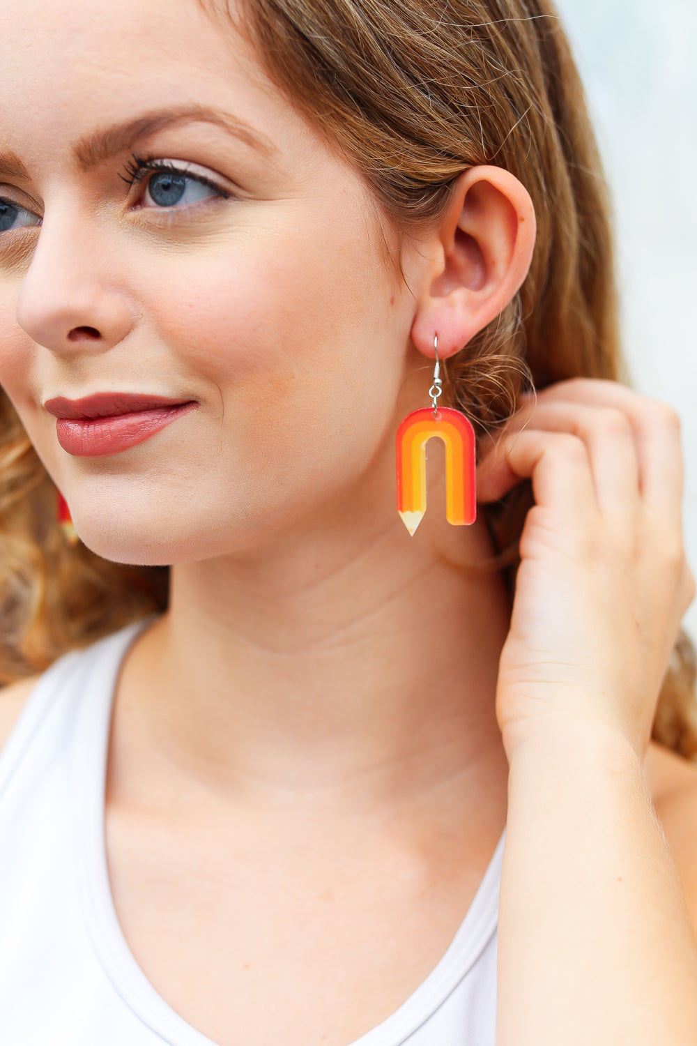 Back To School Curved Pencil Earring - Sybaritic Bags & Clothing