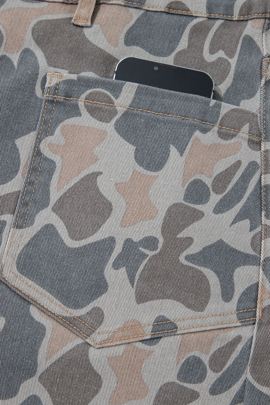 Multicolour Plus Size Camouflage Print High Rise Barrel Jeans