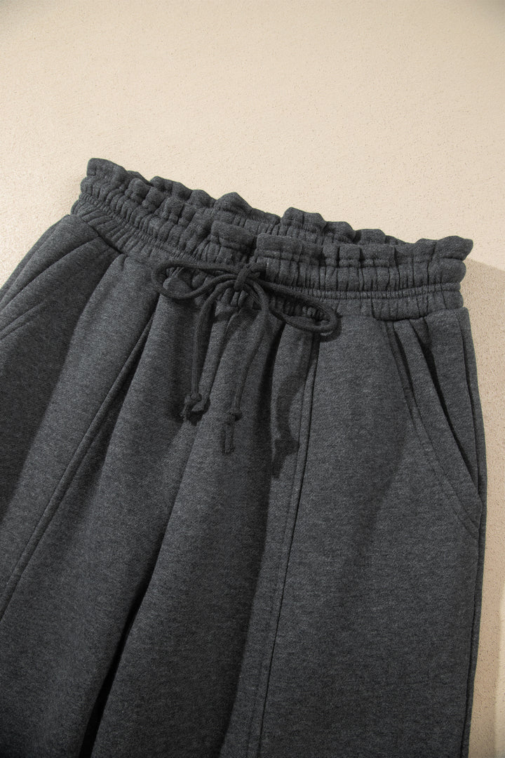 Carbon Grey Solid Colorblock Jogger Pants Set