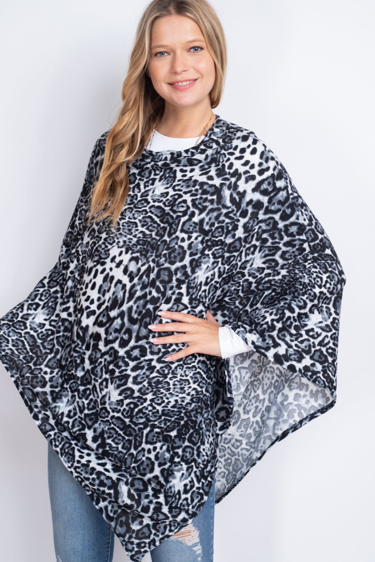 Ms0165 -All Year Round Leopard Poncho