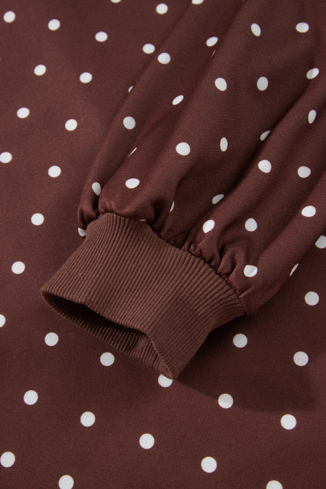 Pink Polka Dot Print Metal Button Collar Casual Pullover Sweatshirt