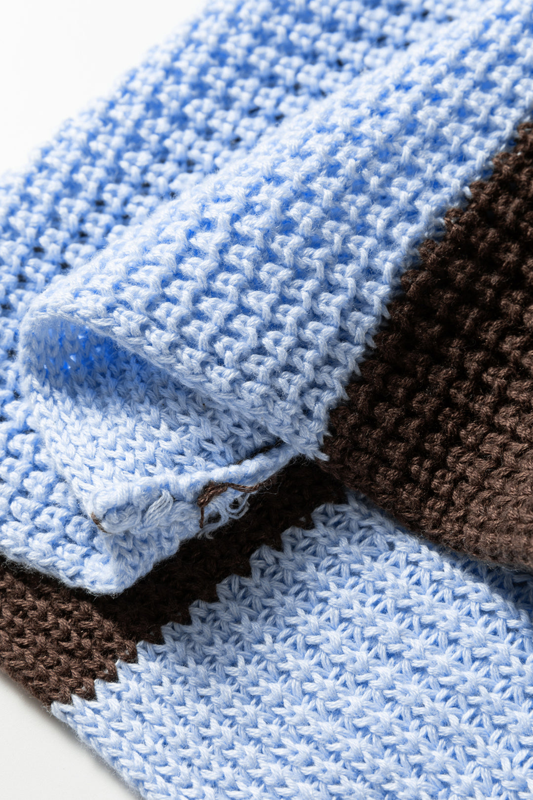 Myosotis Striped Color Block Thermal Textured Knit Drop Shoulder Sweater