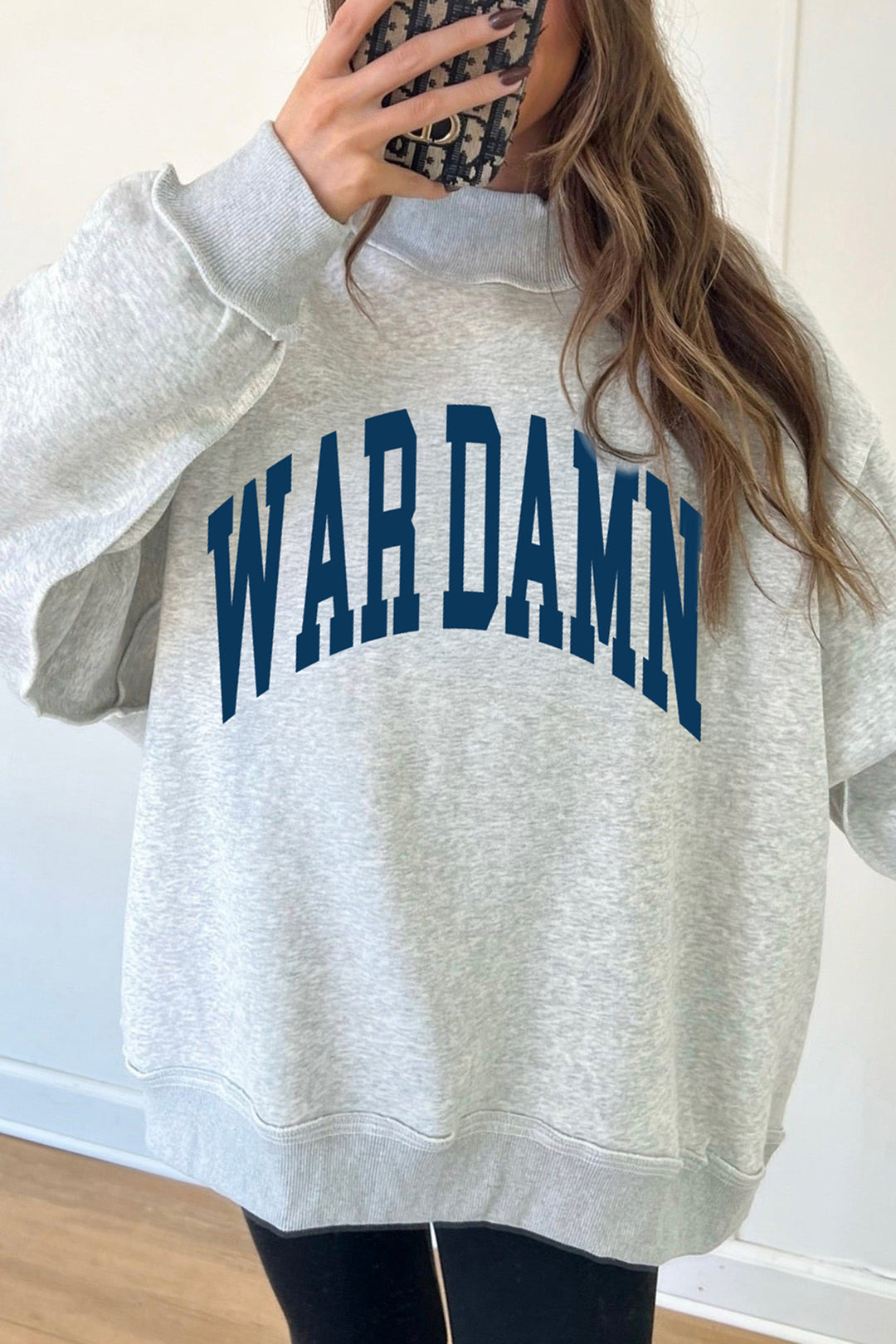 Light Grey WARDAMN/ TIGERS Double Side Printed High Neck Reversible Baggy Sweatshirt