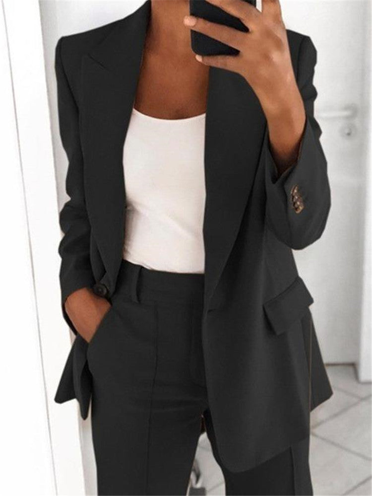 Lapel Blazer &amp; Slim-Fit Trousers Two-Piece Suit – 10 Colors XS–5XL