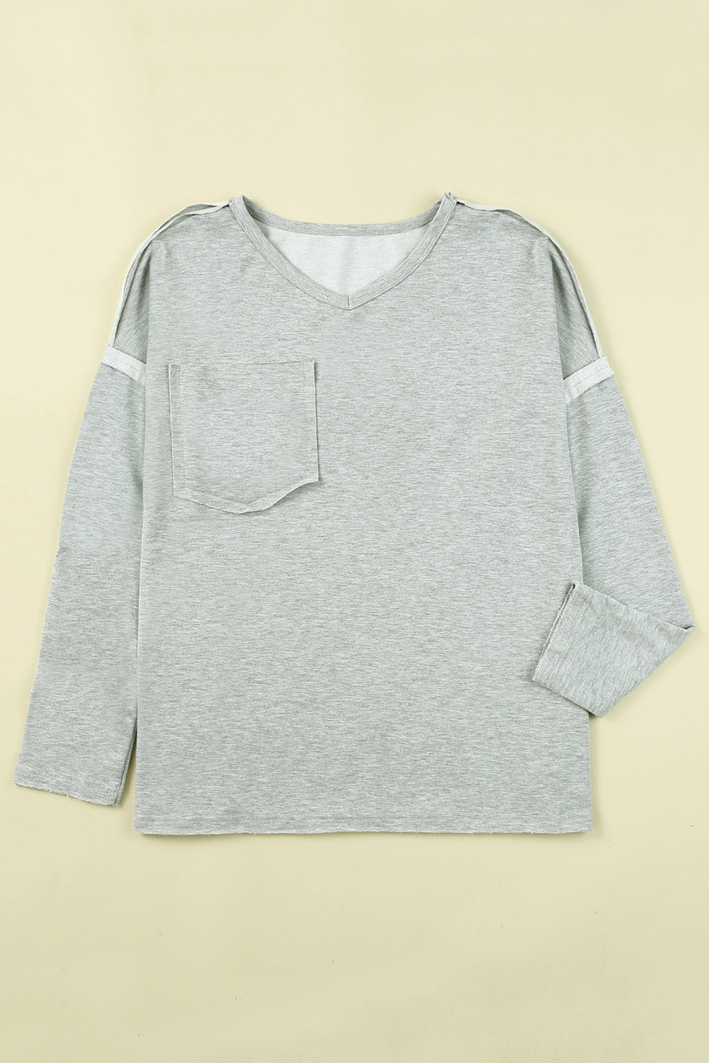 Gray Pocketed Oversized Drop Sleeve Top