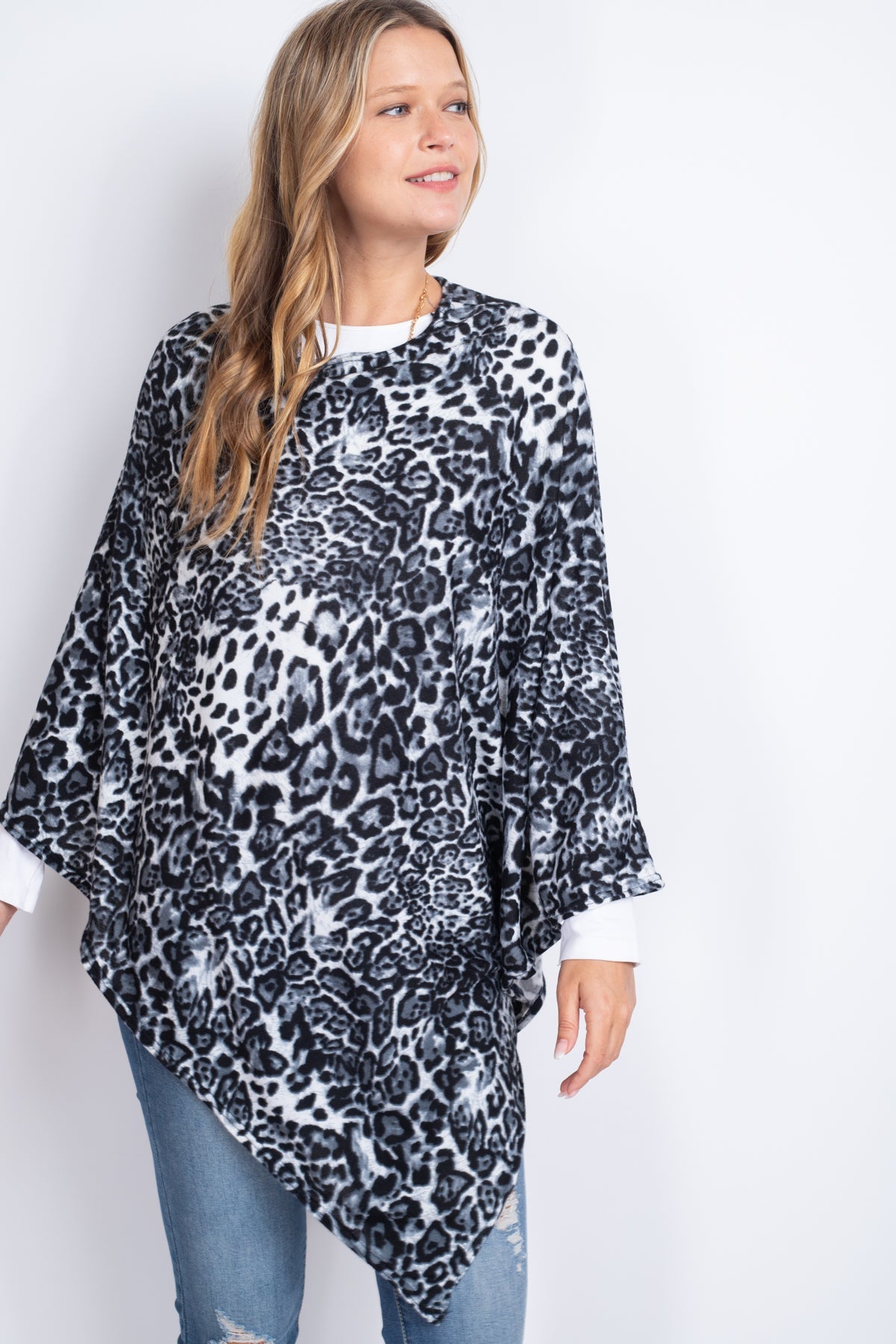 Ms0165 -All Year Round Leopard Poncho