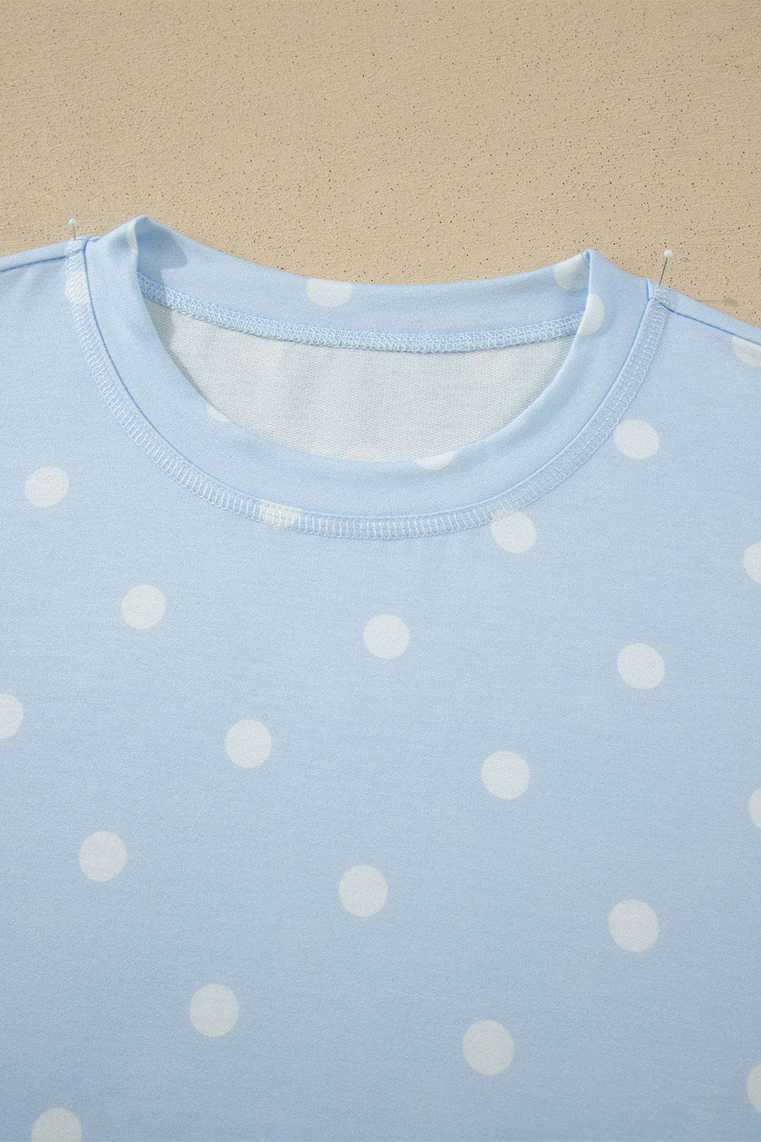Yellow Exposed Seam Detail Polka Dot Loose Tee Drawstring Shorts Set