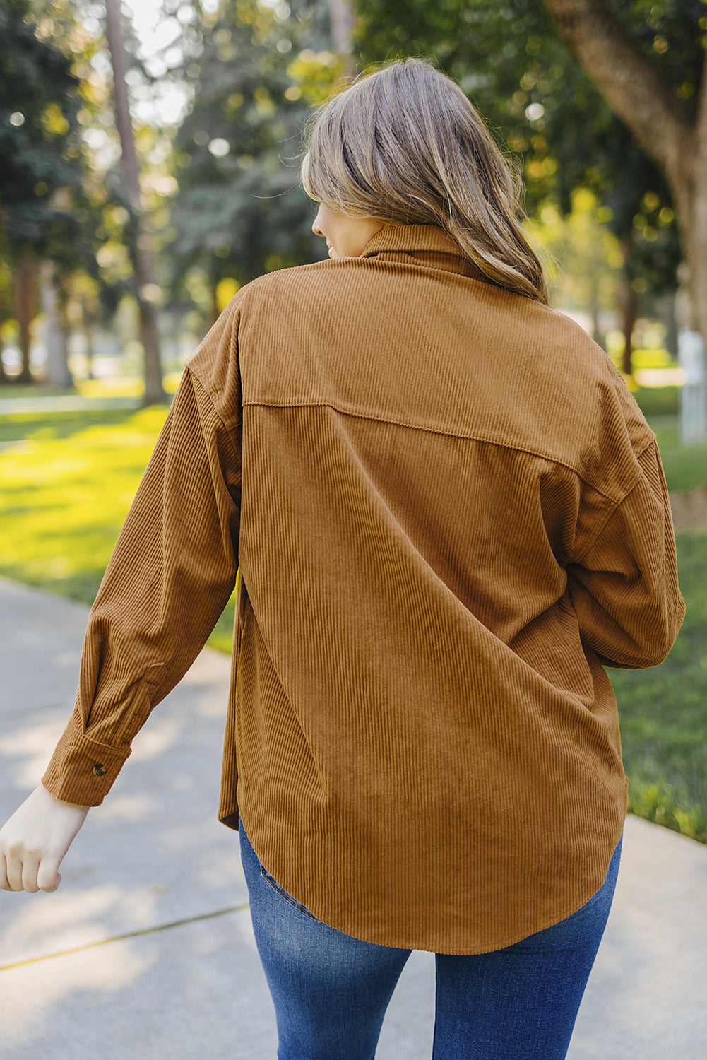 Brown Corduroy Button Pocket Shirt