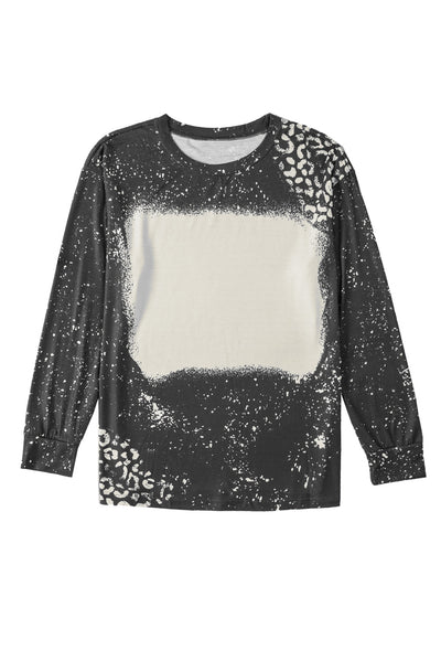 Black Retro Bleached Leopard Spot Pullover