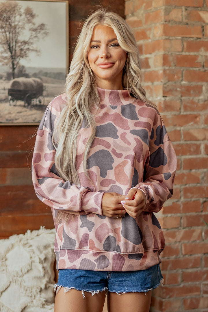 Multicolour Camouflage Western Style Pullover Sweatshirt