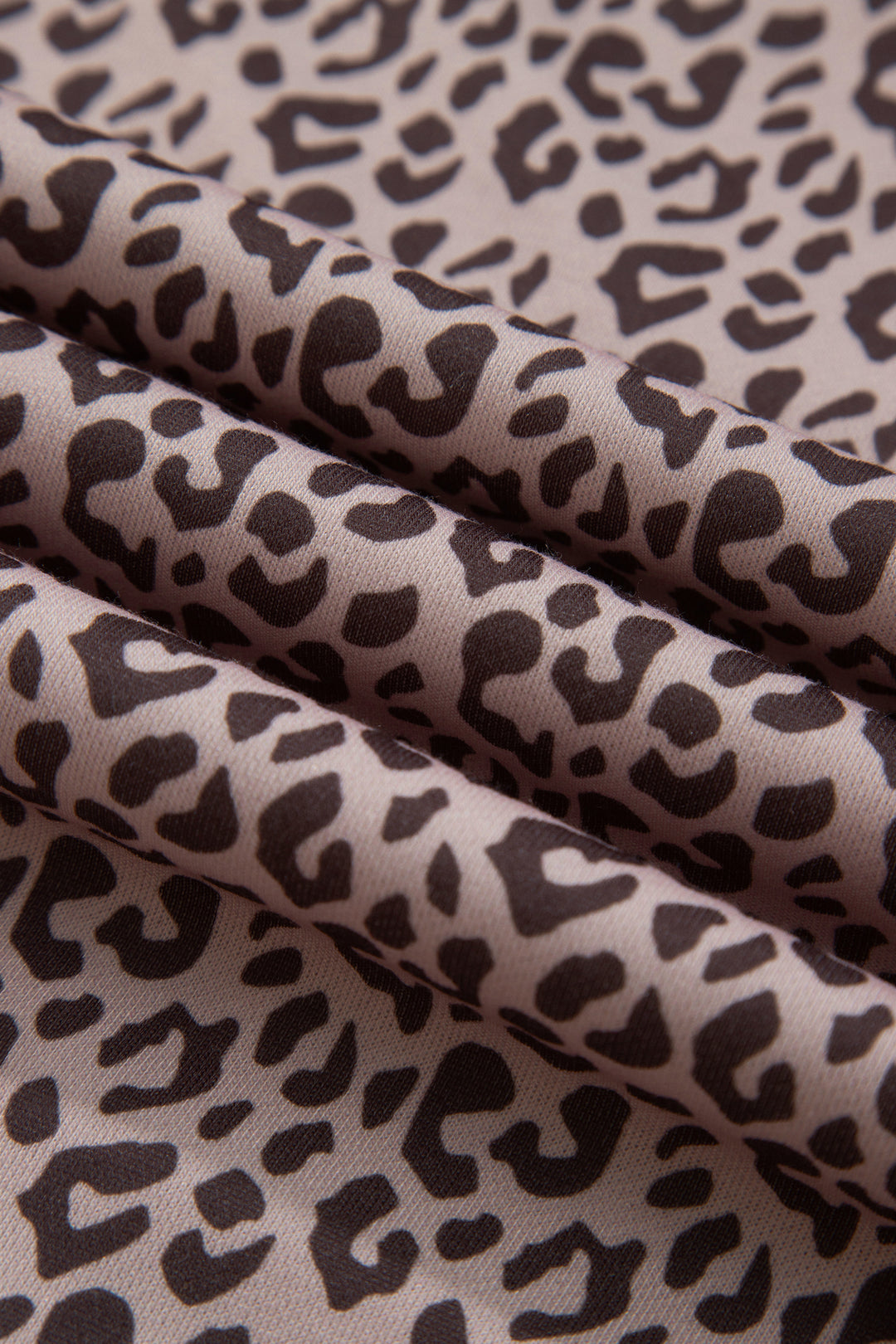 Khaki Leopard Print Elastic Waist Ankle Length Pants