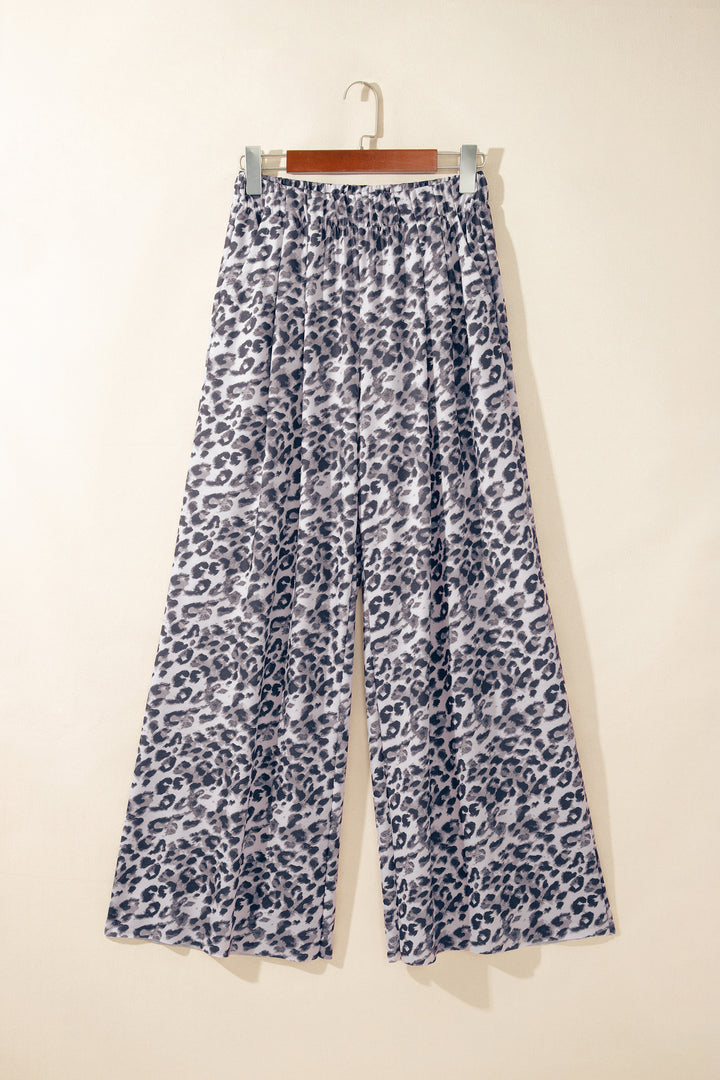 Multicolour Leopard Print Wide Leg Full Length Pants