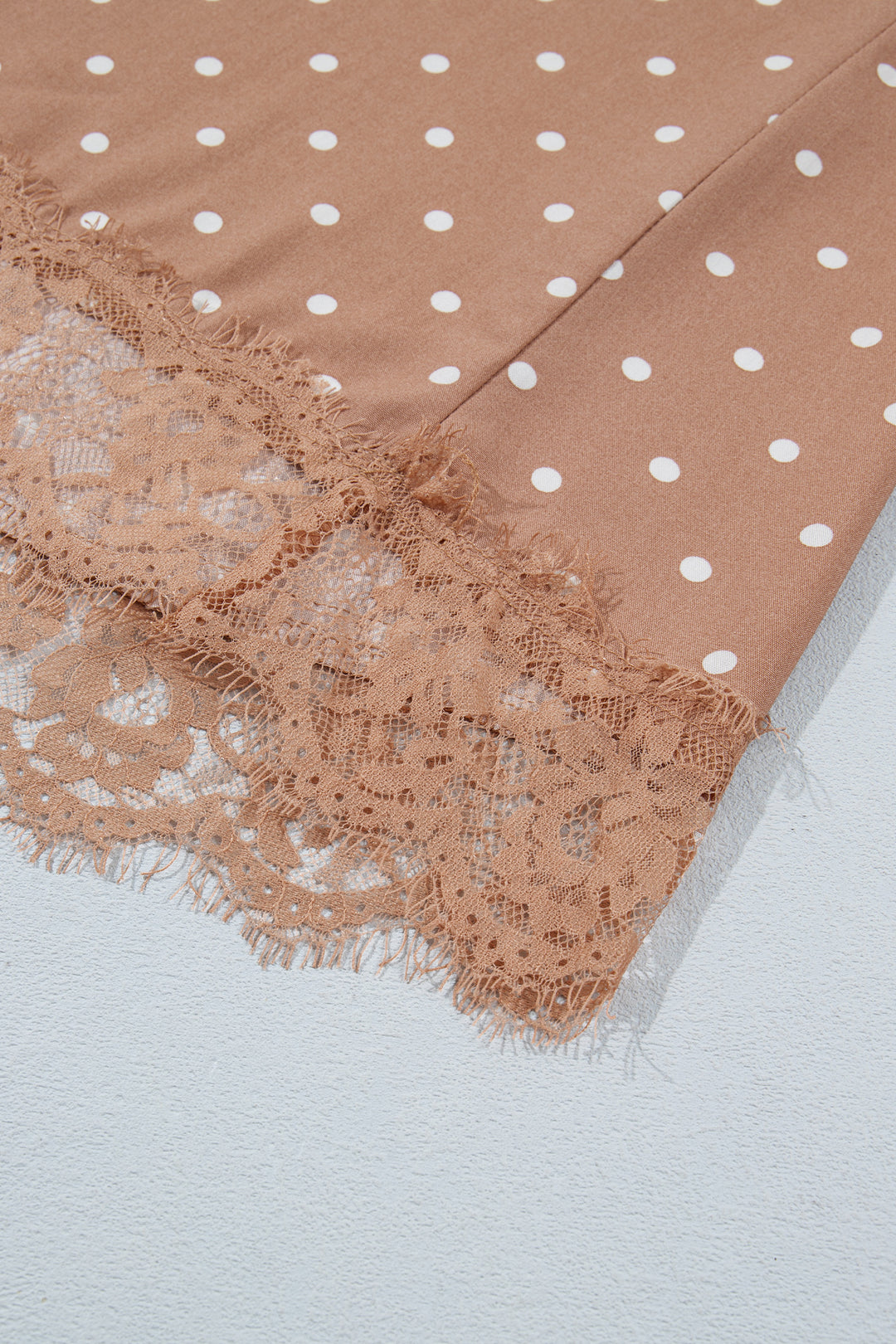 Brown Polka Dot Lace Hem Elegant Long Shift Skirt