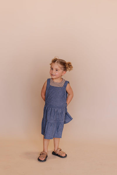 Shay Overall Dress in Denim Blue - Kids