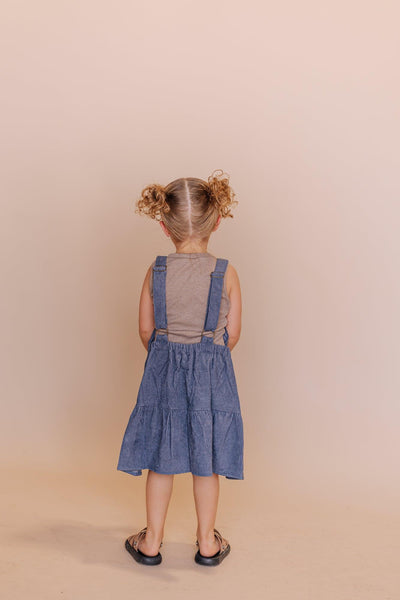 Shay Overall Dress in Denim Blue - Kids