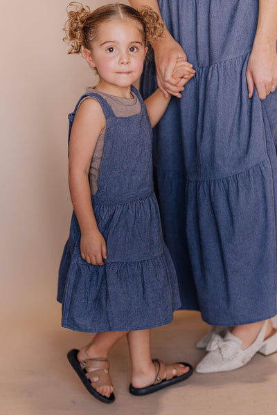 Shay Overall Dress in Denim Blue - Kids