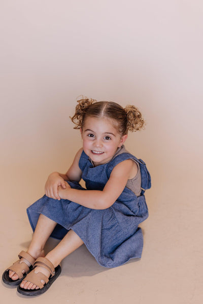 Shay Overall Dress in Denim Blue - Kids