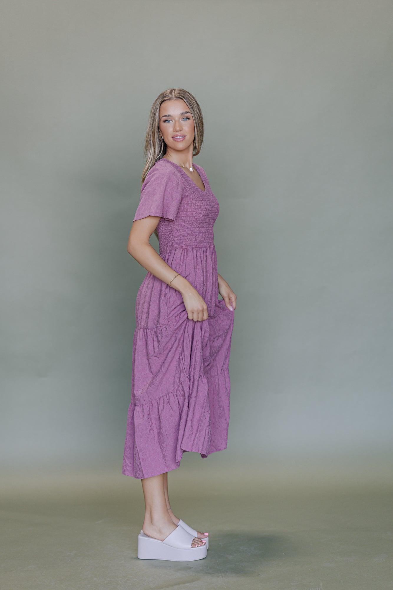 Tayla Midi Dress in Berry