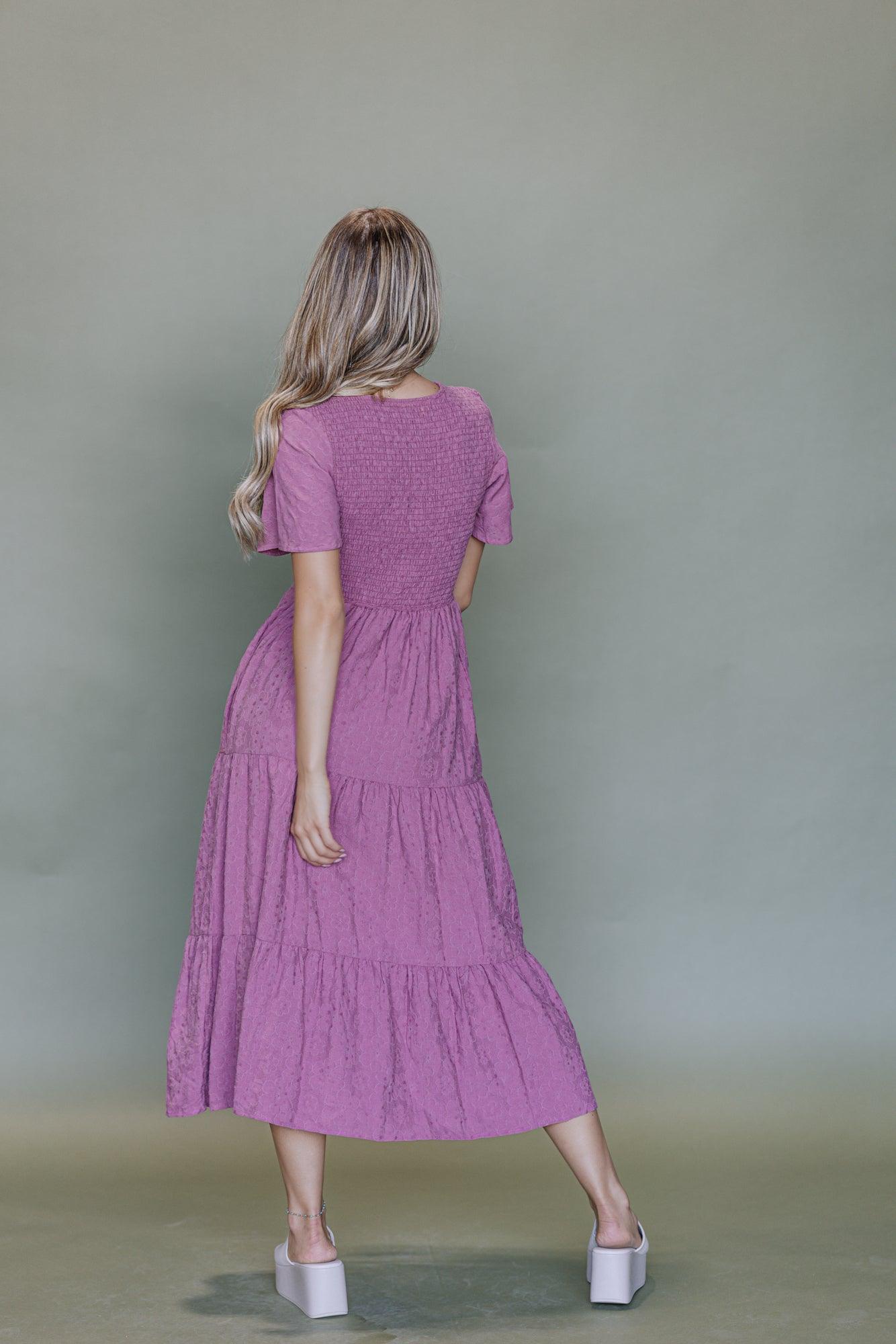 Tayla Midi Dress in Berry