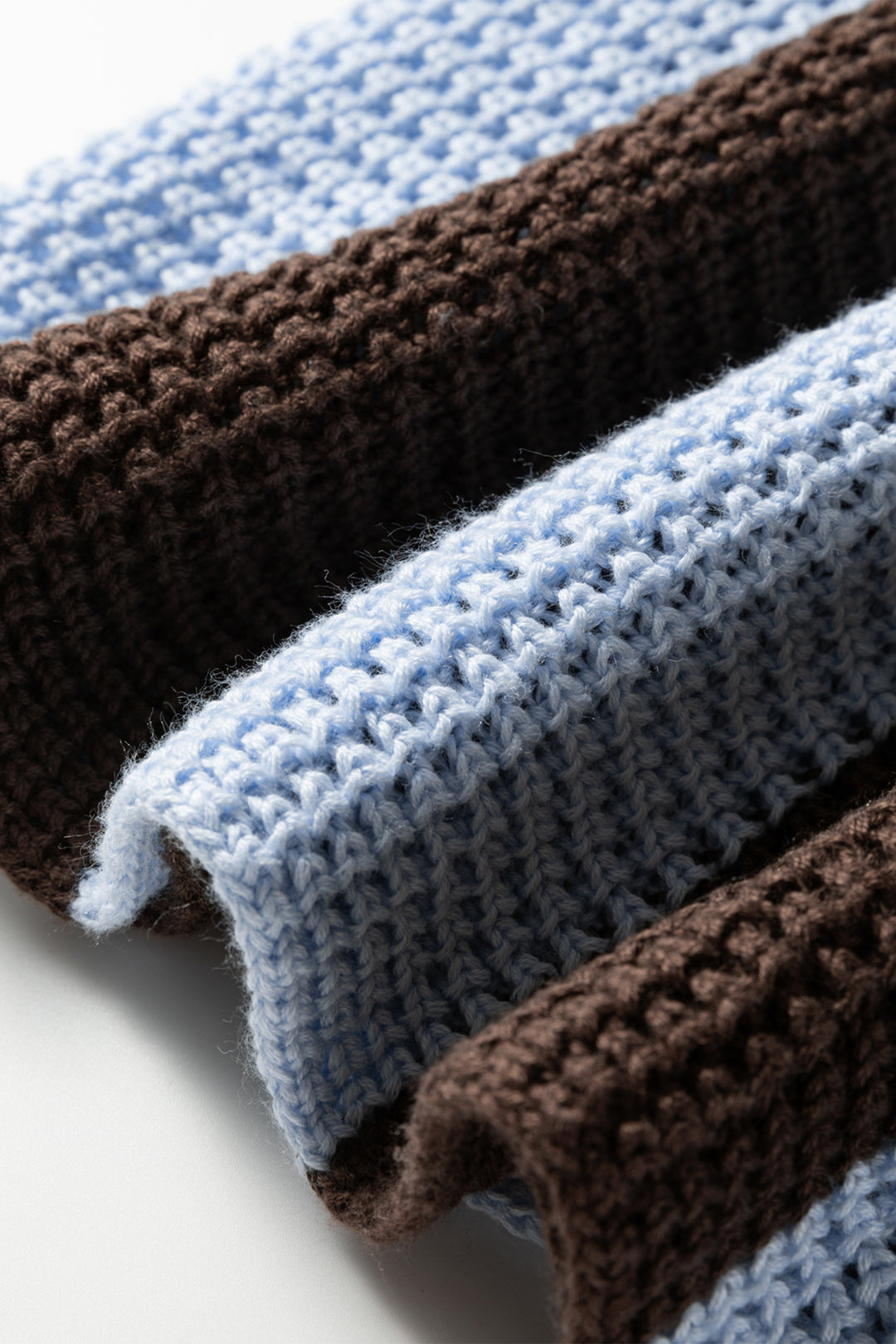 Myosotis Striped Color Block Thermal Textured Knit Drop Shoulder Sweater