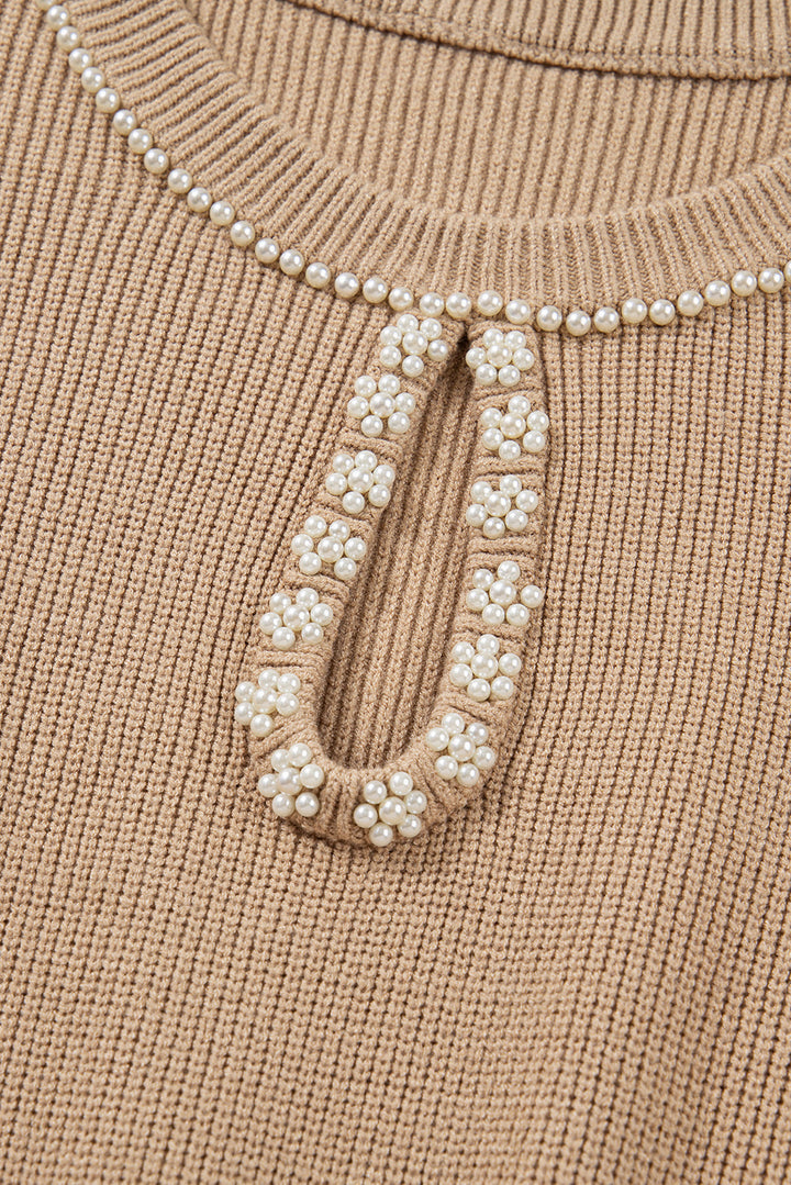 Zariah Embellished Keyhole Ribbed Sweater