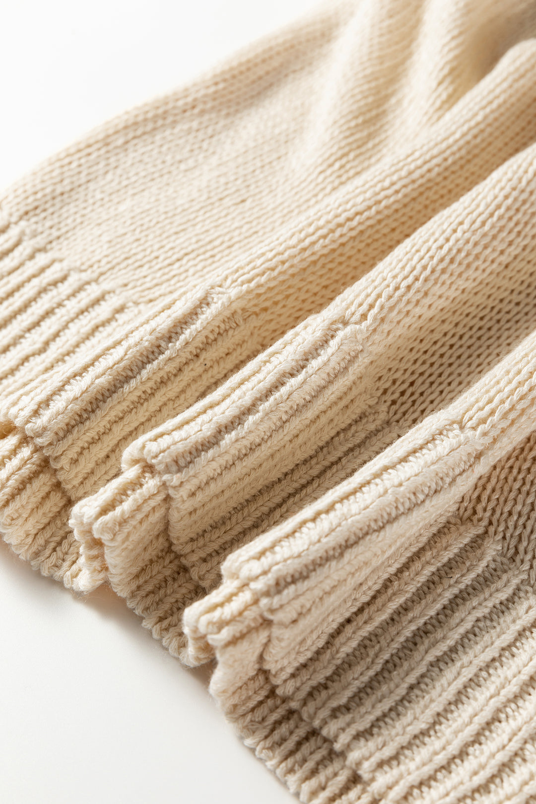 Jet Stream Solid V Neck Pointelle Knit Sleeve Patchwork Sweater