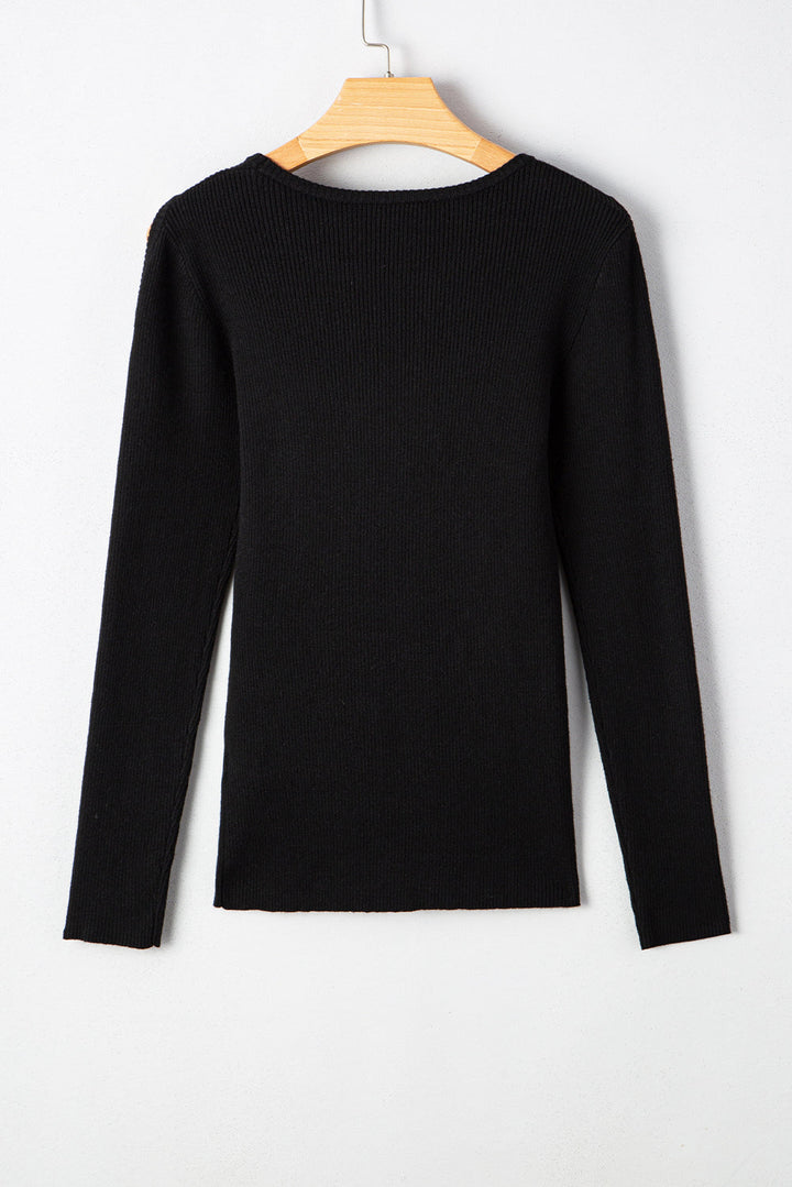 Amaya Ribbed Knit Cold Shoulder Sweater