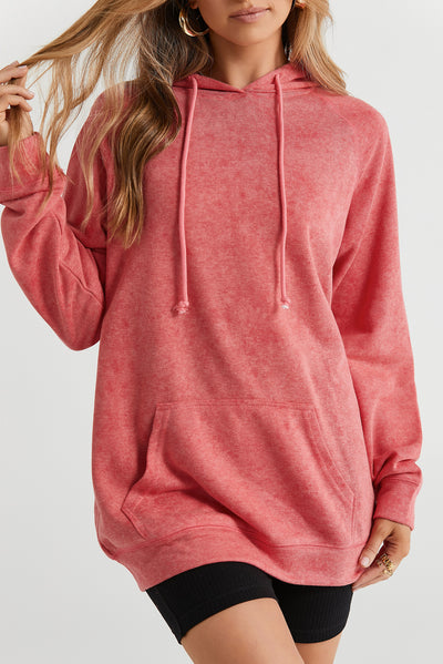 Mineral Wash Kangaroo Pocket Drawstring Pullover Hoodie