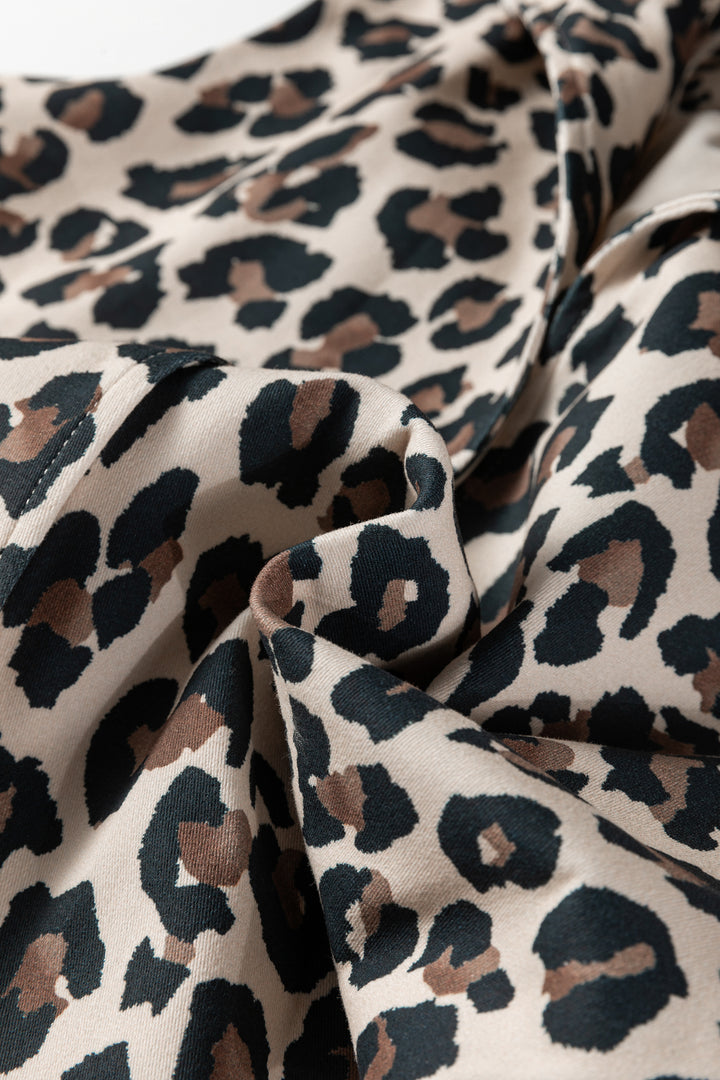 Brown Leopard Open Front Jacket Vest