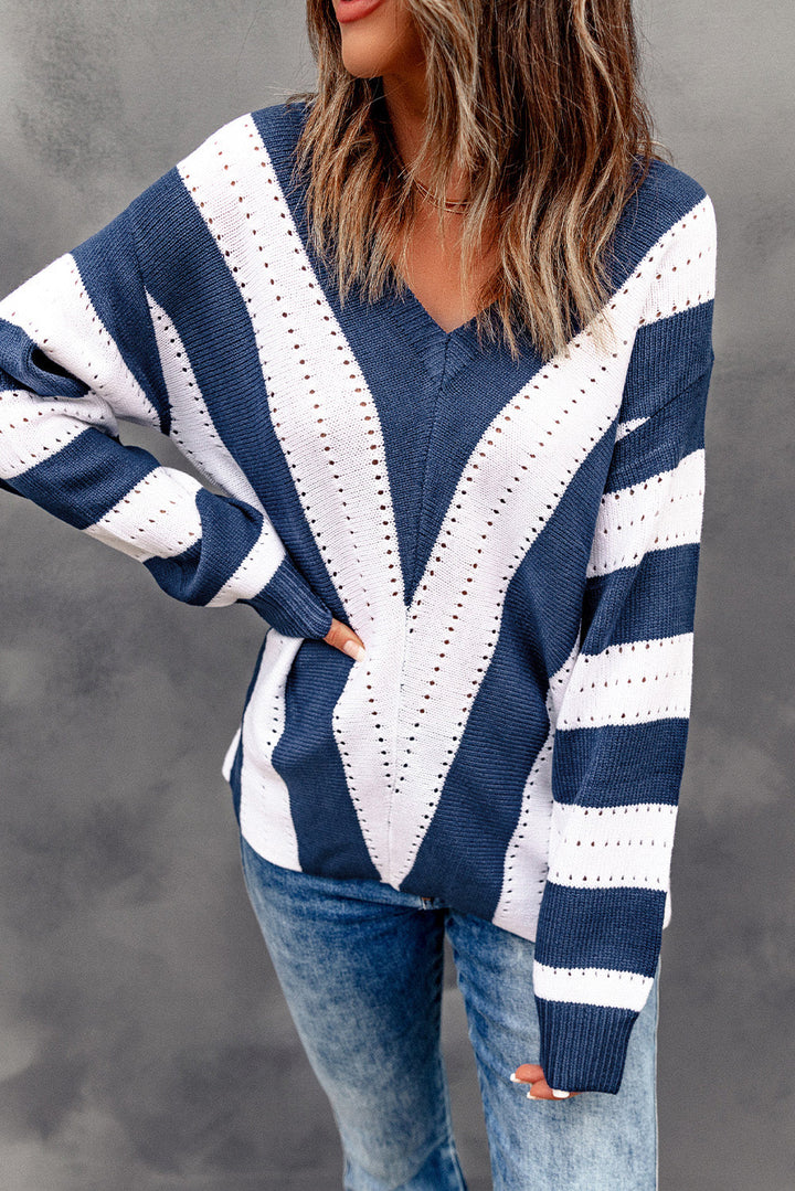Eleanor Striped Colorblock Knitted Sweater