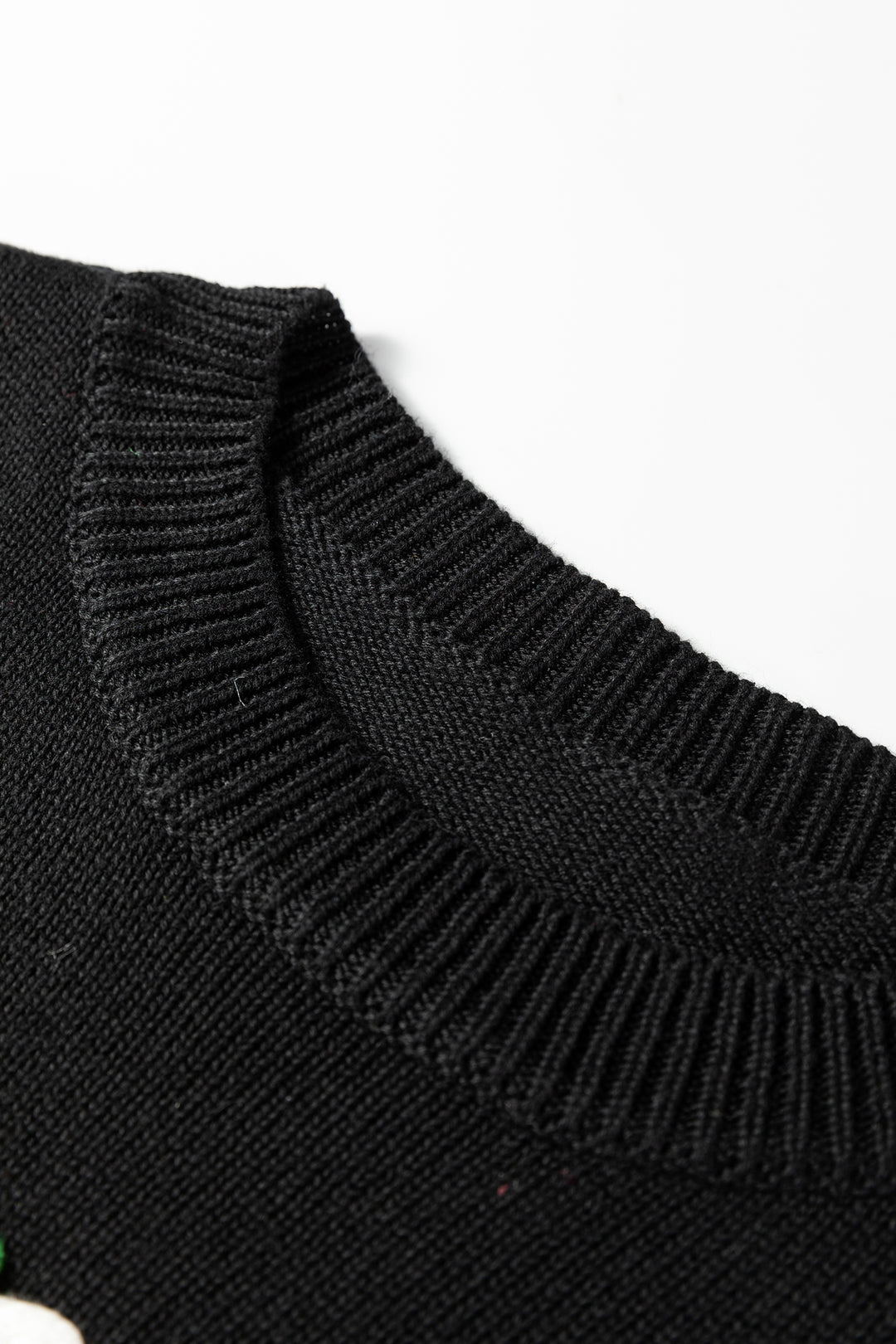 Black Merry Colorful Dot Detail Christmas Drop Shoulder Sweater